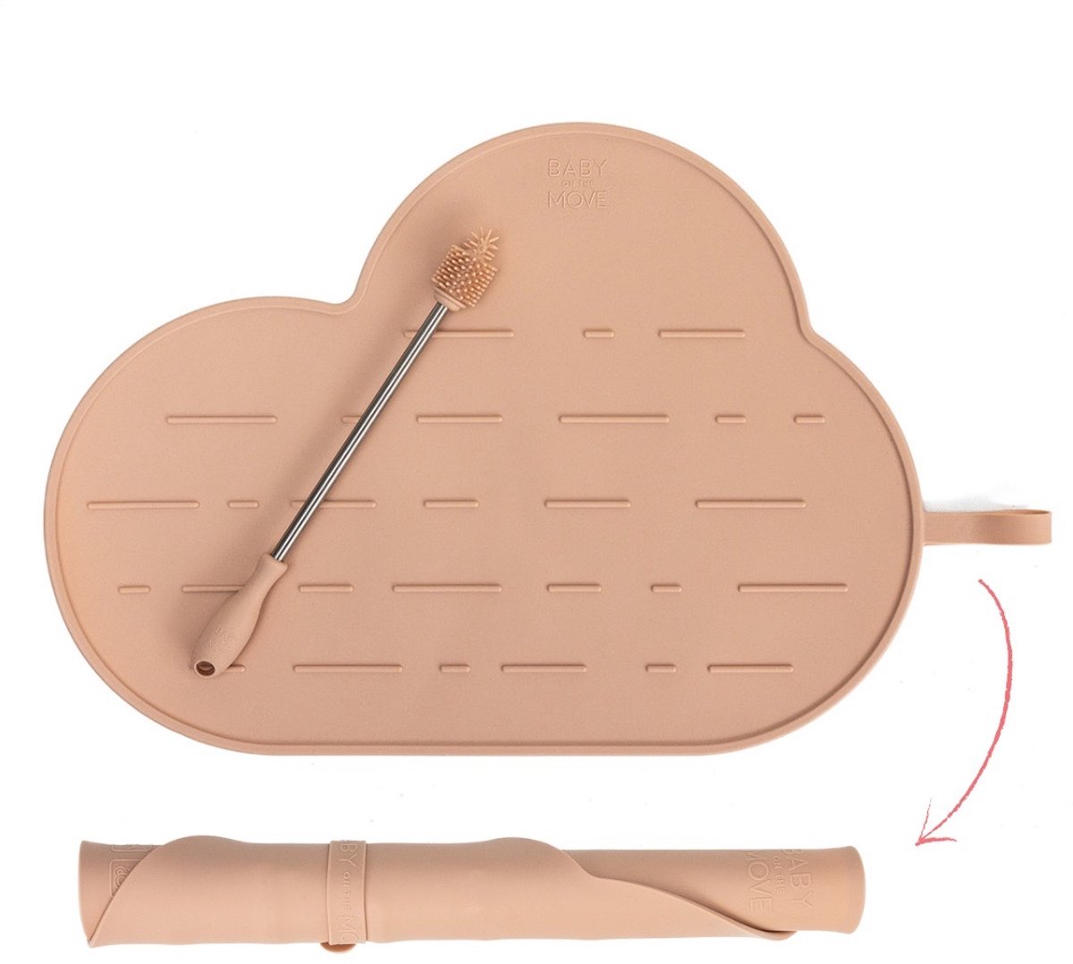 Owego - Yummy Clean Set - 2in1 druipmat & placemat - Oprolbaar - Meeneembaar - Stofafstotend - Vaatwasbestendig - Blush