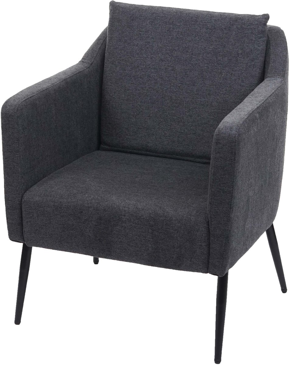 MCW Lounge fauteuil MCW-H93a, fauteuil cocktail fauteuil relax ~ stof/textiel donkergrijs