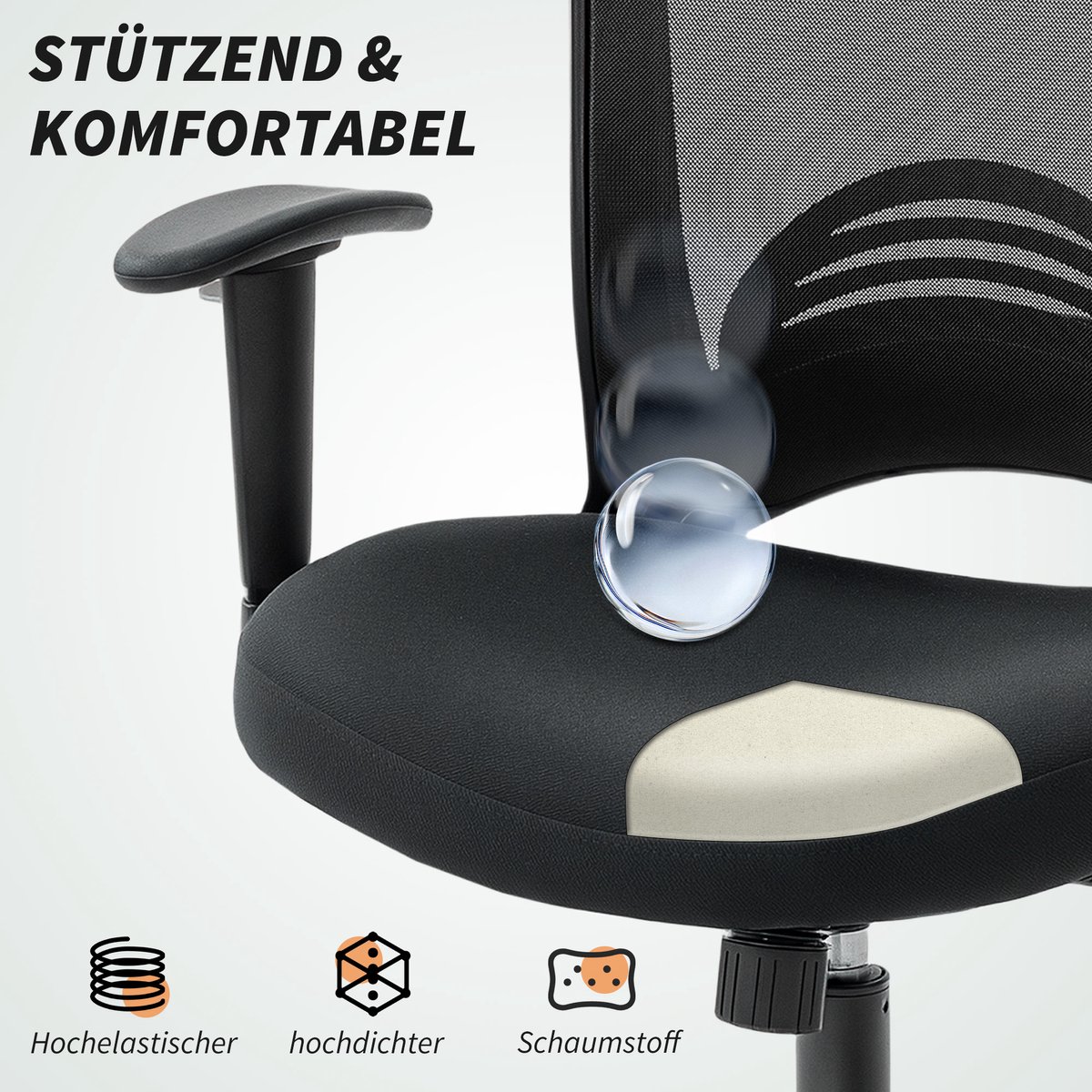 HOMCOM bureaustoel - ergonomische kantoorstoel - 65x59x92,5-102,5 cm thumbnail 6