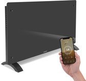 VONROC Luxe elektrische kachel - Convectorkachel met glazen paneel – 1250W/2500W- Verwarmt ruimtes tot 30m2 - Bediening zowel met app (via Wifi) als handmatig – Instelbare thermostaat en timer - Grijs