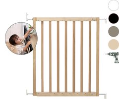 Geuther Traphekje - Maya veiligheidshekje - Houten Uitschuifbaar Traphekje - Schroefhekje met Boren - Veiligheidshekje met Muurbevestiging - Eco - Van 63.5 tot 105.5cm