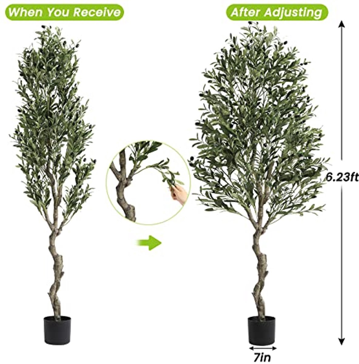 Kunstmatige Olijfboom 180 cm | Faux Olijvenplant voor Binnen | Decoratieve Neplant voor Woonkamer en Kantoor