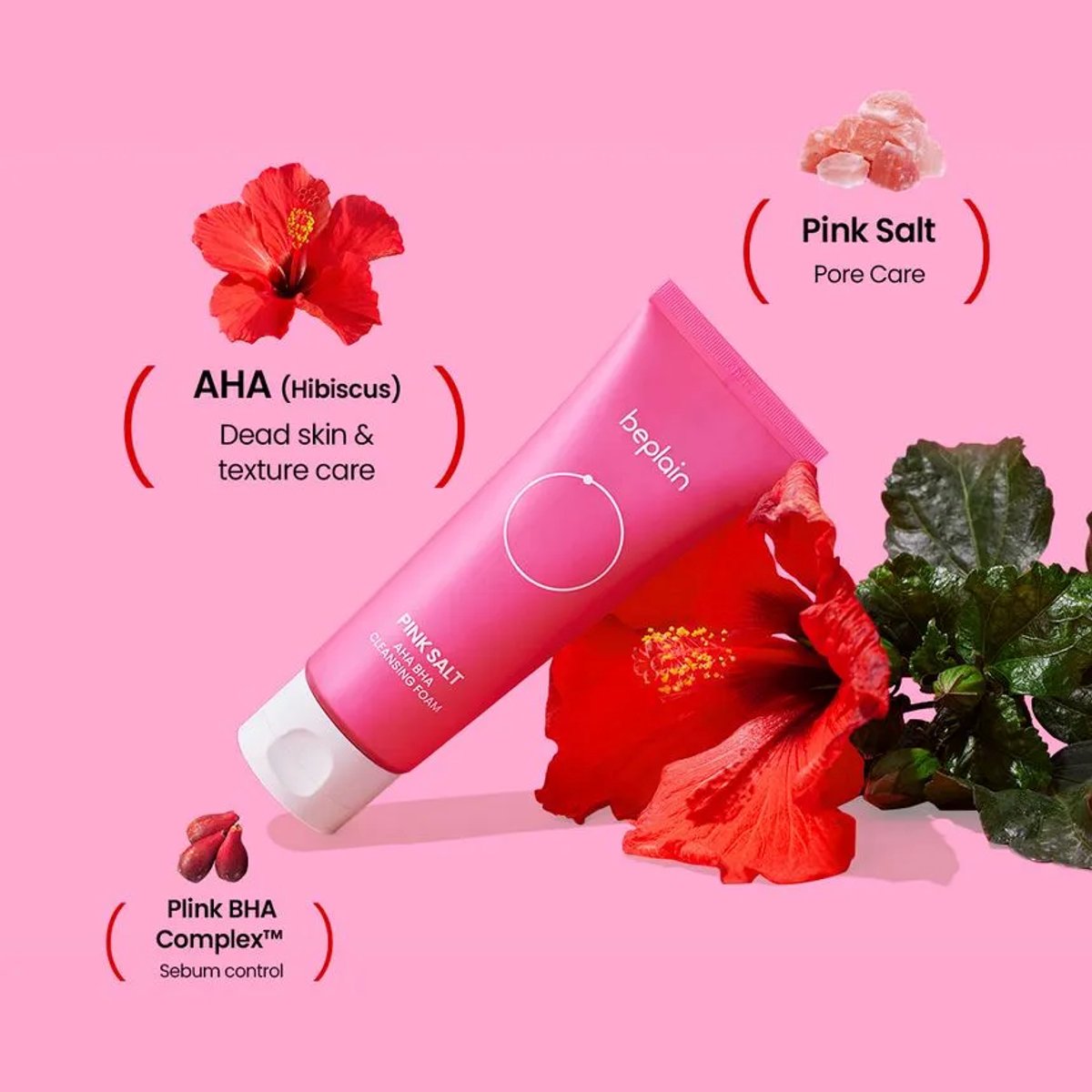 beplain Pink Salt AHA/BHA Cleanser – Tegen Talg & Onzuiverheden – (120ml)