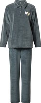 Lunatex - warm dames huispak 124266 - zacht loungepak - coral fleece - groen - maat M