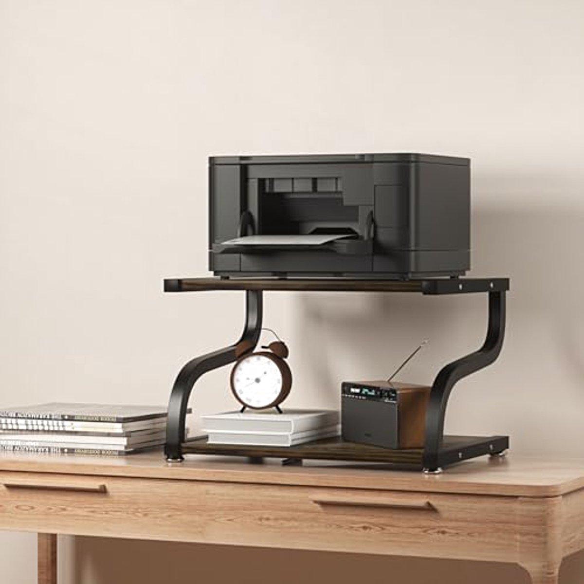 Printer Stand with Storage - 2-Layer Organizer for Office and Home