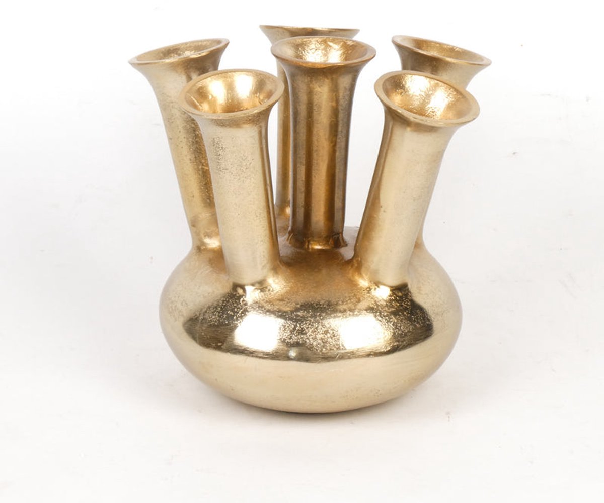 Trompetvaas aluminium Goud 22x22x20cm