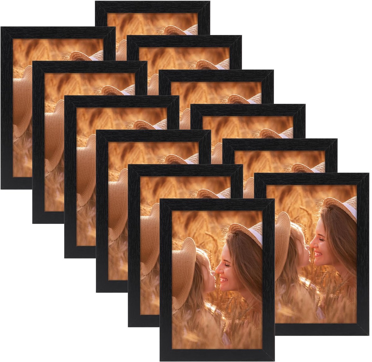 Ibenzoa Set van 12 Zwarte Fotolijsten voor 10x15 cm Foto's met Diverse Presentatiemogelijkheden