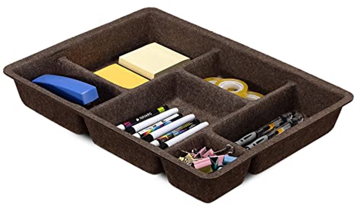 Lade-organizer van vilt - Deel je lades efficiënt met 6 vakken - 41 x 31 x 6,5 cm - Bruin