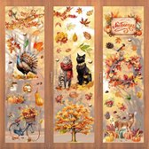 Raamafbeeldingen voor herfst, kat, pompoen, esdoornblad, herfstdecoratie, raam, zelfklevende stickers, geschikt voor Thanksgiving, herfst, decoratie, raamstickers, 76 stuks