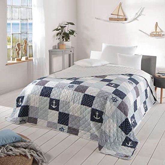 Maritieme Bedsprei voor Eenpersoonsbed - Patchwork 140 x 210 cm