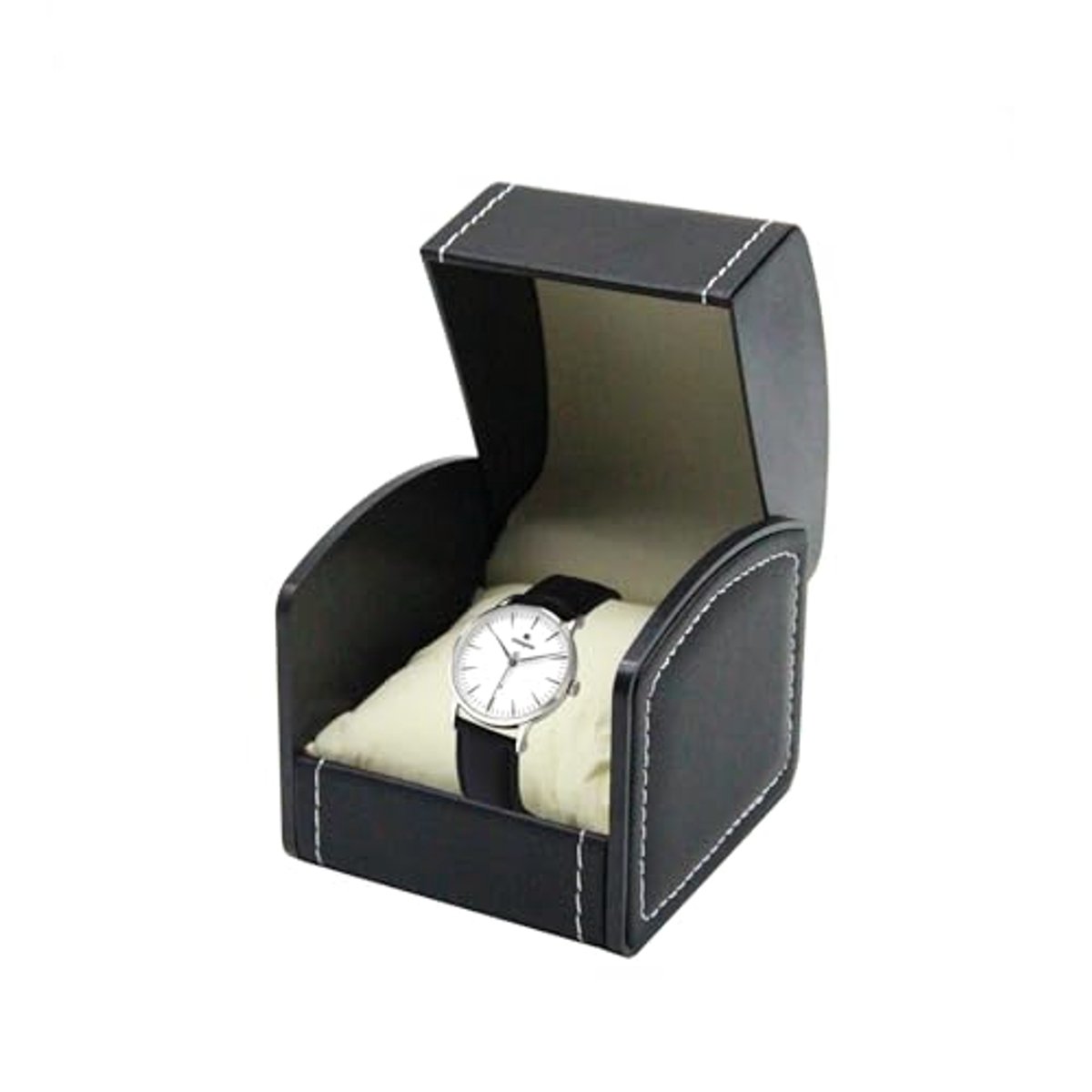 Horlogedoos voor 1 horloge - PU-leer, zwart, voor heren en dames