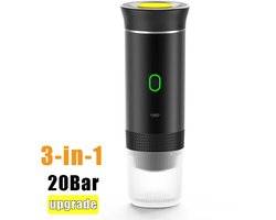 CYRO - Draagbare koffiemachine - Draagbaar koffiezetapparaat - Koffiemaatje - Elektrisch - Draadloos - 3 in 1 koffiepot - Zwart