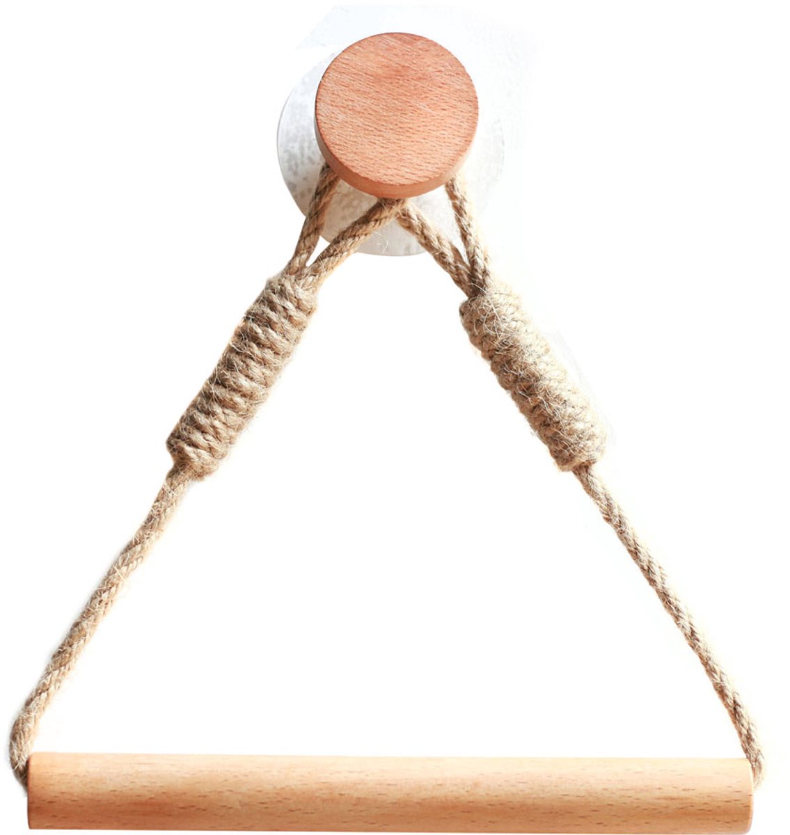 TOVBMUP Toiletrolhouder - Handdoekhouder - Zelfklevend - Geen boren nodig - Toiletrolhouderset van hout - Vintage stijl - Met trekkoord - Geschikt voor handdoeken, tissues en riemen