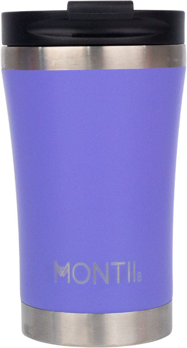 MontiiCo Regular Koffie beker - met deksel - dubbelwandig RVS - 350ml - Grape paars