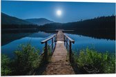 WallClassics - Drapeau - Jetty on Clear Blauw Water - 90x60 cm Photo sur Drapeau Polyester