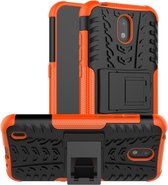 Voor Nokia 1.3 Tyre Texture Shockproof TPU + PC beschermhoes met houder (oranje)