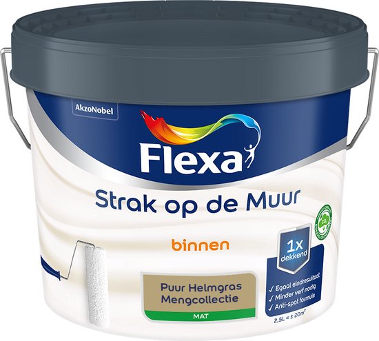 Foto: Flexa strak op de muur muurverf mengcollectie puur helmgras 2 5 liter