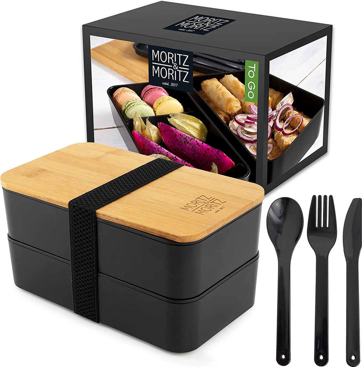 Bento Box Boîte à déjeuner japonaise avec compartiments – 3 couverts –  Boîte à déjeuner avec couvercle en bambou pour l'école et le travail pour  enfants et adultes : : Cuisine et Maison