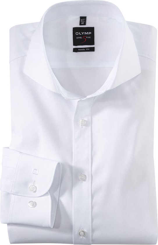 OLYMP Level 5 body fit overhemd - popeline - wit - Strijkvriendelijk - Boordmaat: 41
