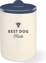 Petshop by fringe studio - Fringe - Best Dog Navy Ceramic Treat Jar - 465108 - Keramiek - Keramieken - Snoeppot hond - Pot voor snack - Pot voor hondenkoekjes - Voorraadbus - Leuke Voorraadpot - Bewaarpot - Opbergpot