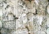 Fotobehang - Vlies Behang - Art Nouveau Vrouwen - Kunst - Line Art - 368 x 254 cm