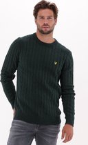 Lyle and Scott - Kabeltrui Wol Donkergroen - Heren - Maat XL - Regular-fit