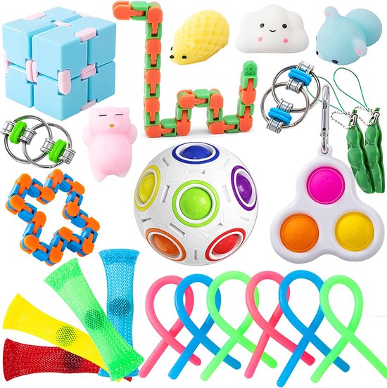 Afbeelding van het spel Fidget-Speelgoedset, Fidget-Pakket Verlicht Stress en Angst Voor Kinderen en Volwassenen, Grappig Sensorisch Fidget-Speelgoed - Push Pop Bubble/Infinity Cube en Meer - 23-Pack