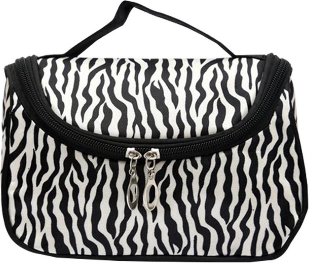 Fako Fashion® - Make Up Tasje Met Spiegel - Cosmetica Organizer - Toilettas - Zebra Print