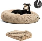 Filo Lit pour chien 60 cm avec couverture Crème - Convient comme lit pour chat - Lit pour Chiens Fluffy Donut - Lit et lit pour chien - Coussin pour chien - Coussin pour chien - Panier pour Chats