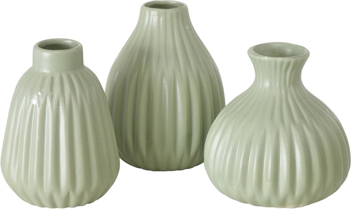 Boltze Home Vaas Esko H12cm porselein mat groen (1 stuk) assorti