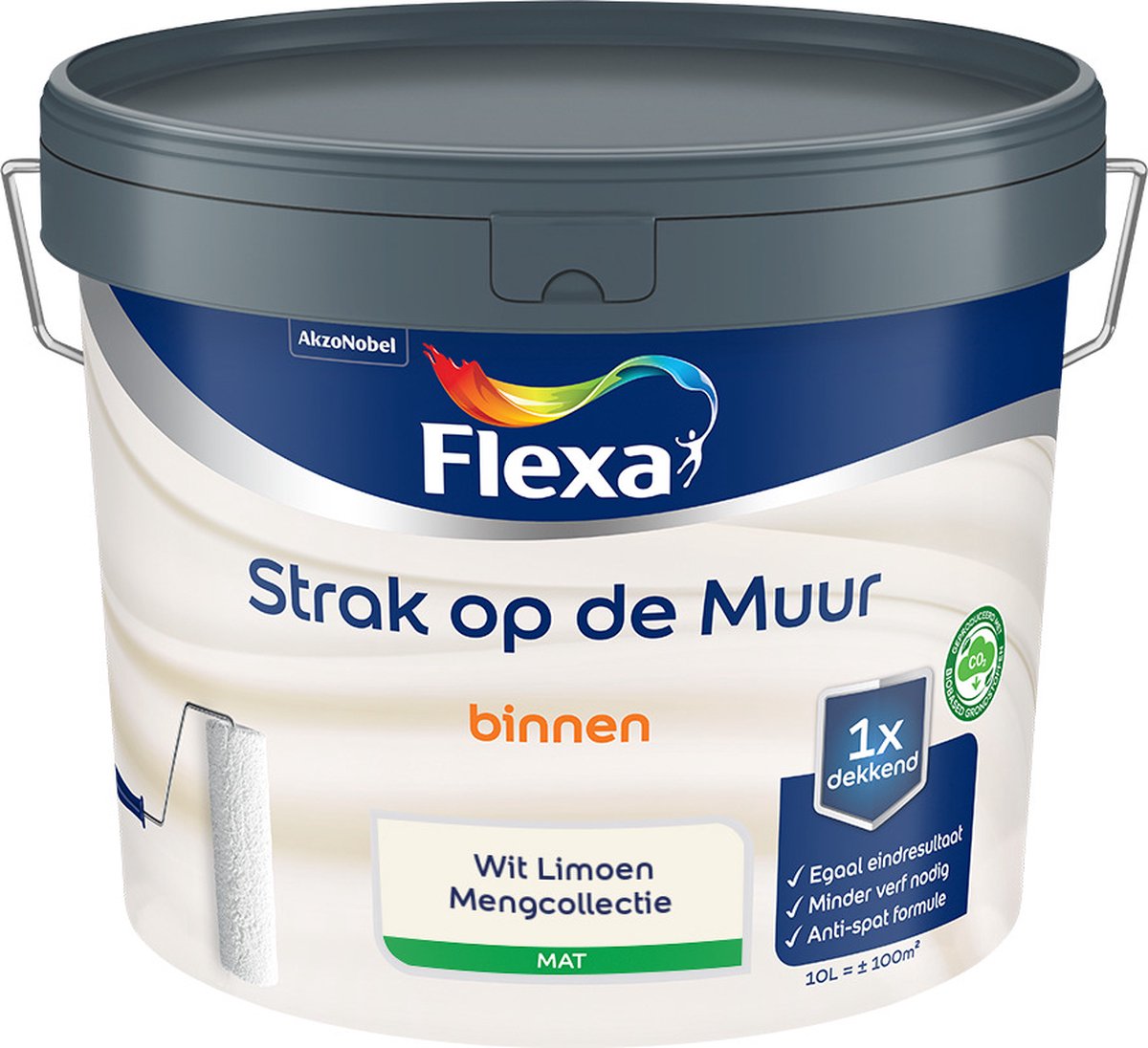 Flexa Strak op de Muur Muurverf - Mat - Mengkleur - Wit Limoen - 10 liter