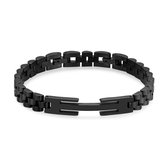 Bracelet Twice As Nice en acier inoxydable, noir mat, brillant, maillons, rectangle ouvert 21 cm