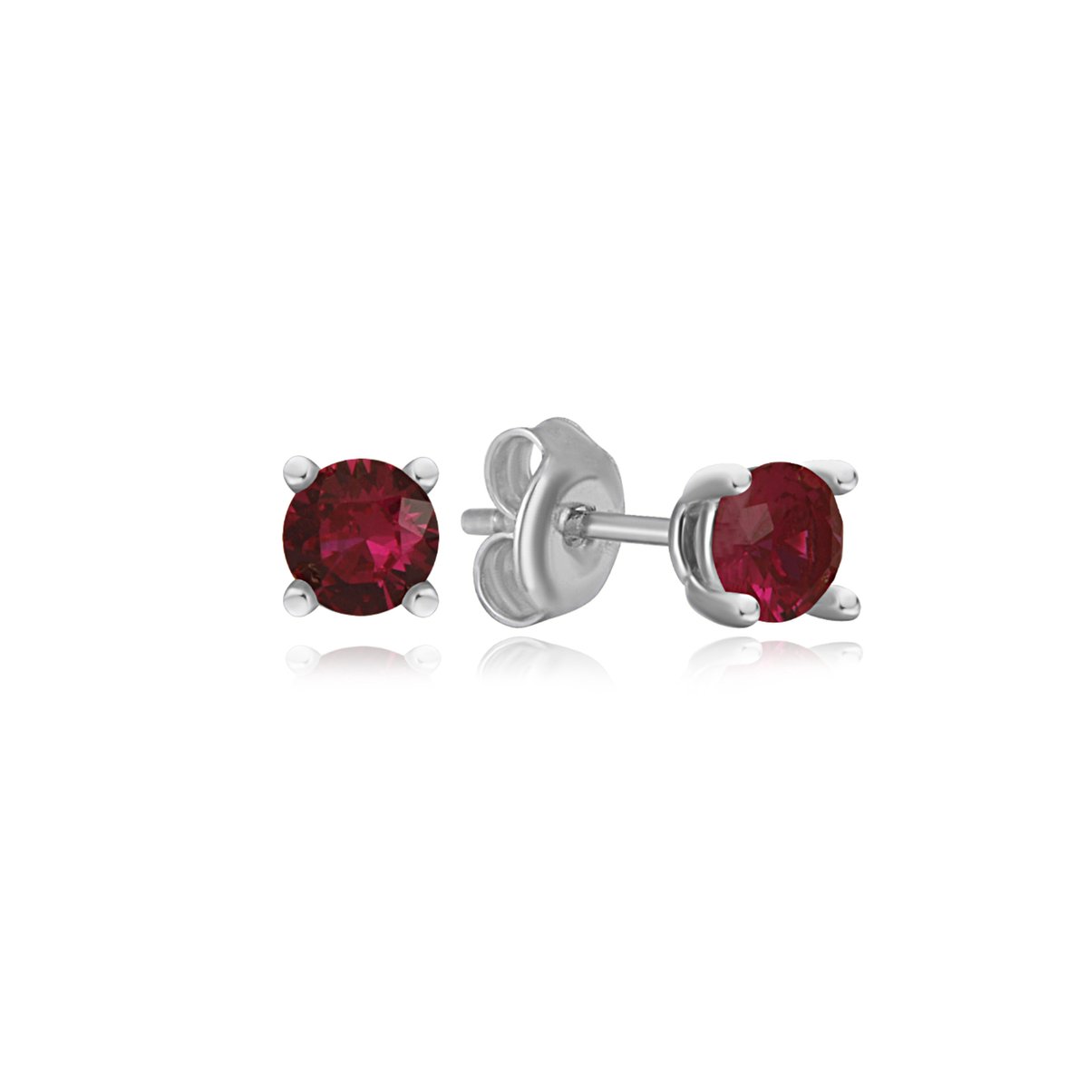 Geboortesteen Juli Robijn Oorknop Zilver (925 Sterling Zilvergehalte) Trendy Minimalistisch Zilver Oorknop Meisje | Cadeau Voor Vrouw