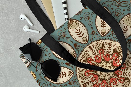 MuchoWow® Sac Bandoulière - Sac Plage - Shopper Mandala - Rétro - Bohème - Motif - 40x40 cm - Sac Coton