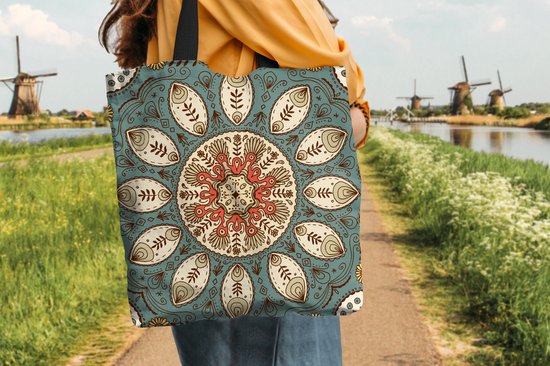 MuchoWow® Sac Bandoulière - Sac Plage - Shopper Mandala - Rétro - Bohème - Motif - 40x40 cm - Sac Coton