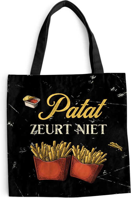 Sac bandoulière - Sac de plage - Shopper Chips - Vintage - Texte - 45x45 cm - Sac coton