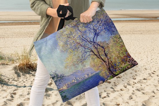 MuchoWow® Sac bandoulière - Sac de plage - Big Shopper - Sac shopping - Antibes vue des jardins de la Salis - Peinture de Claude Monet - 50x40 cm - Sac en coton