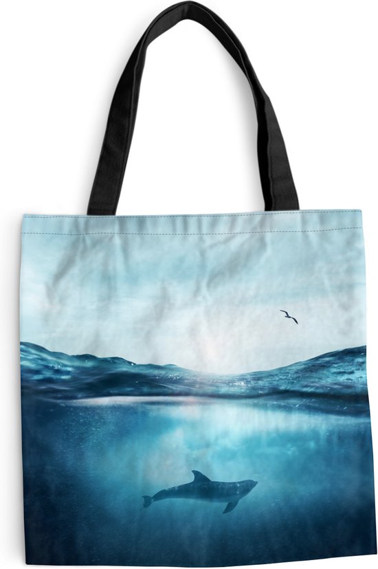 Sac bandoulière - Sac de plage - Shopper Dauphin - Mer - Vogel - 40x40 cm - Sac coton
