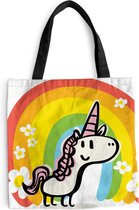 Sac bandoulière - Sac de plage - Shopper Une illustration d'une licorne avec un arc-en-ciel - 40x40 cm - Sac en coton