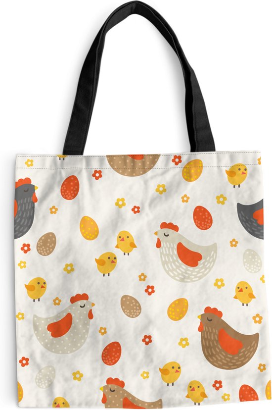 Sac bandoulière - Sac de plage - Shopper Kip - Oeufs - Motif - 45x45 cm - Sac coton
