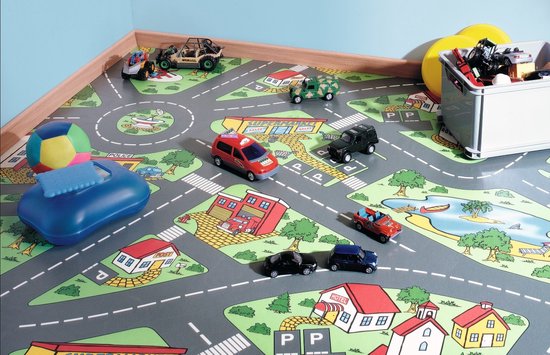 JYG VINYROUTE Hygiënisch Verkeersmat met 3D effect 200x350 cm - Verkeerskleed - Speelkleed- Speeltapijt - Speelmat - Stratentapijt - afwasbaar vinyl - Belgische Kwaliteit van JYG — afbeelding 5