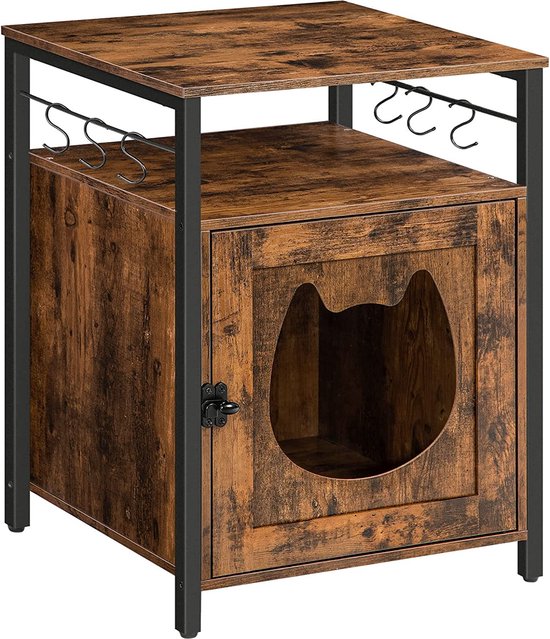 HOOBRO Kattenbak, Kattenhuis met deur en scheidingswand, Bench met opbergruimte, Robuust, Kattenkist, Kattenmeubels, Kattenbak voor het opbergen van kattenbakvulling, Woonkamer, Hal EBF03MW01 HOOBRO Kattenbak, Kattenhuis met deur en scheidingswand, Bench met opbergruimte, Robuust, Kattenkist, Kattenmeubels, Kattenbak voor het opbergen van kattenbakvulling, Woonkamer, Hal EBF03MW01