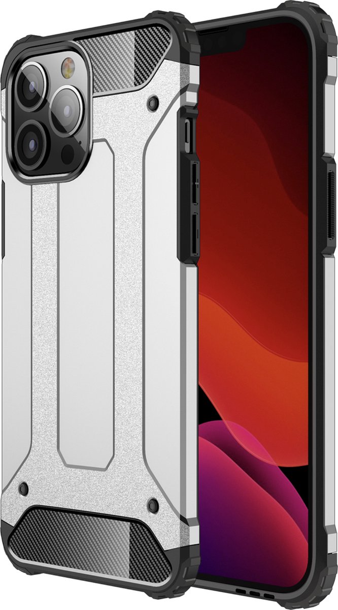 Backcover geschikt voor Apple iPhone 13 Pro Max - Zilver - Shockproof Armor