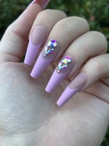 Roze french nepnagels - kunstnagels - plaknagels - Roze nagels - French nagels - nepnagels met steentjes