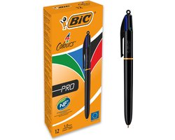 BIC 4 Colours Original Pro Balpennen met Kliksysteem - Pak van 12 Stuks - Medium Punt 1 mm