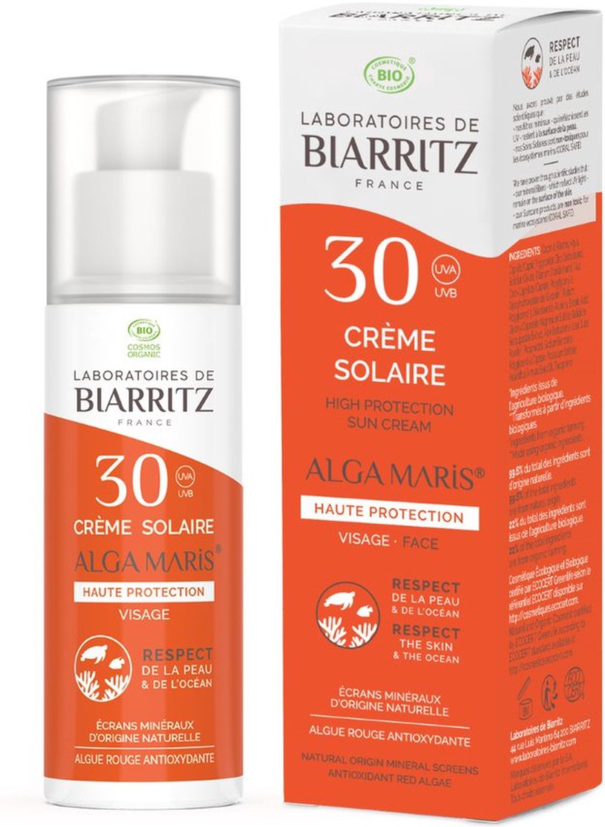 Laboratoires de Biarritz Alga Maris 3760211480035 crème solaire Visage 50  ml | bol