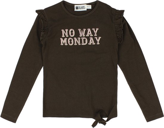 No Way Monday-Girls T-Shirt ls-Brown - Maat 98