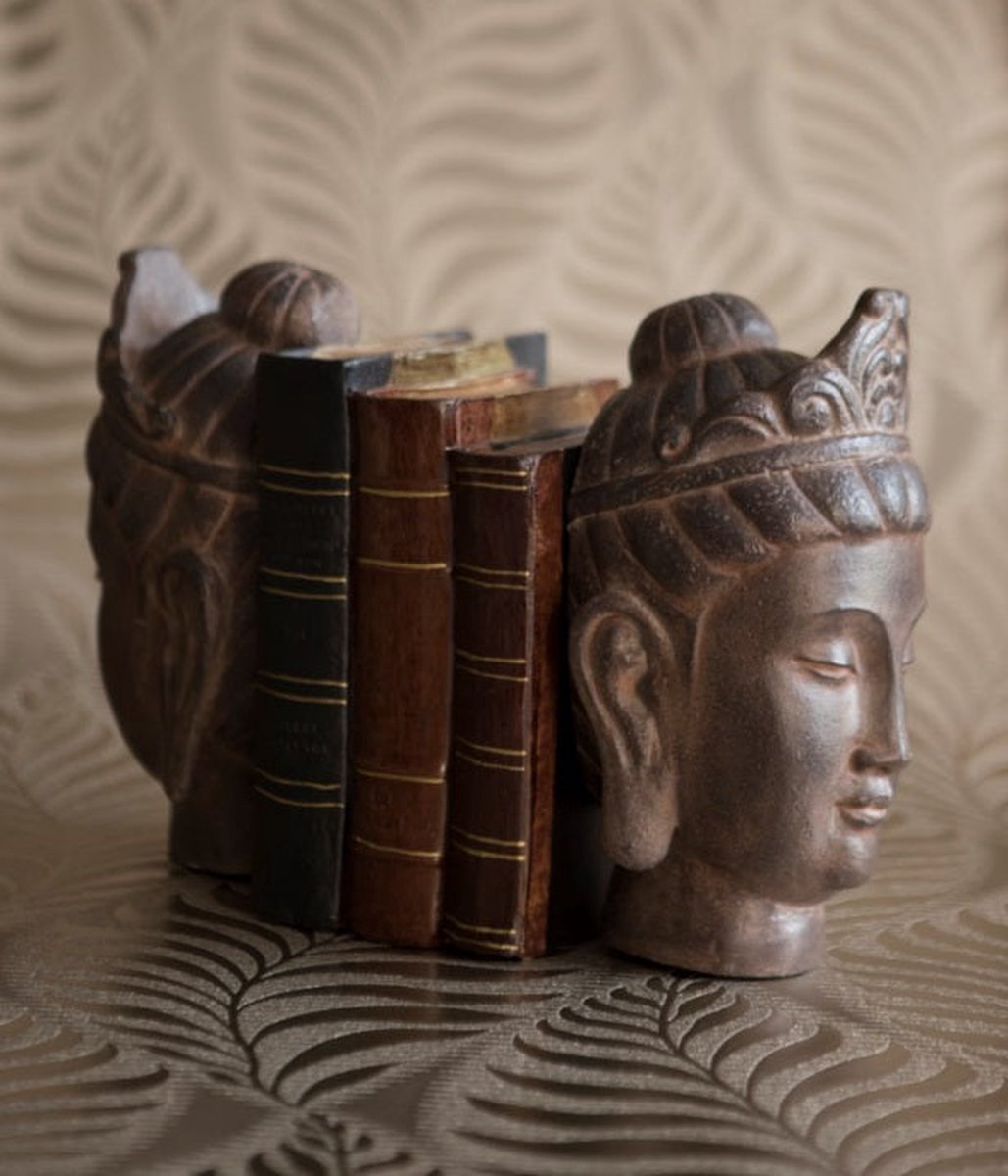 Set van 2 boeksteunen - hoofd Boeddha / boekenhouder buddha / boekensteun