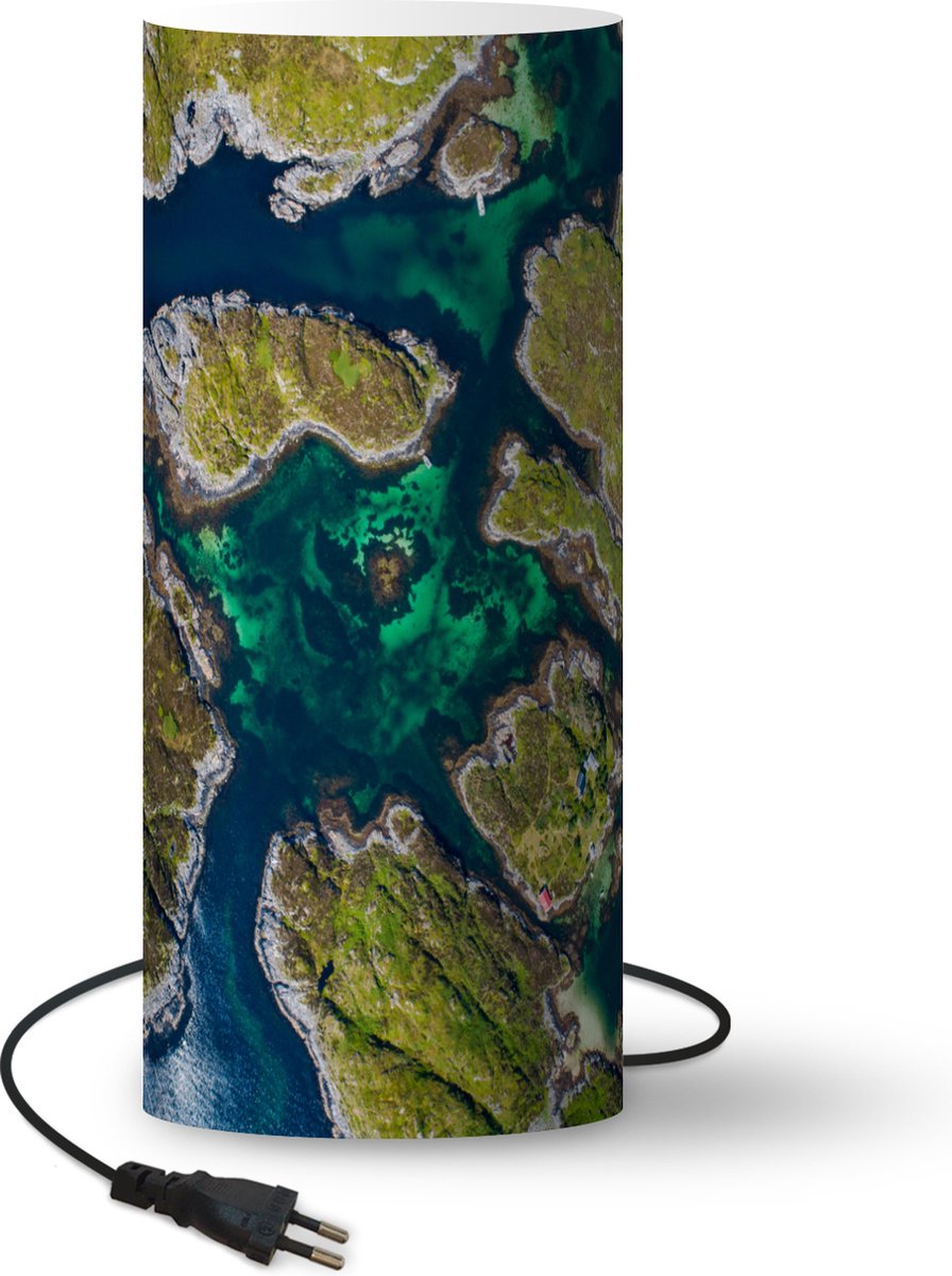 Lamp Vogelperspectief Eilanden - Eilanden in water van Noordzee in vogelperspectief - 54 cm hoog - Ø23 cm - Inclusief LED lamp