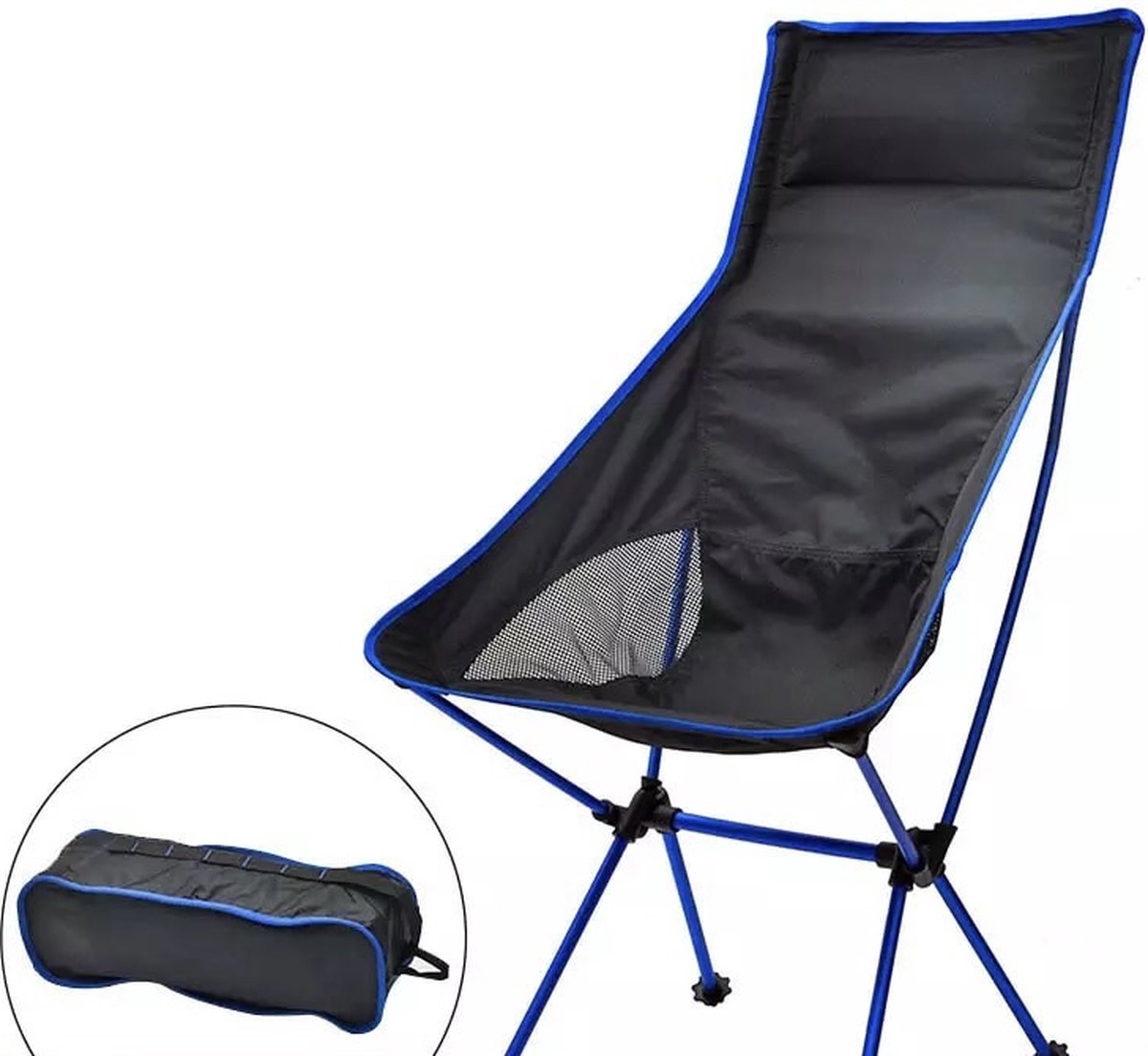 Strandstoel opvouwbaar met hoofdkussen - Kampeer vouwstoel - Karper/viskruk - Plooistoel - Ultralicht picknick meubel – Rood